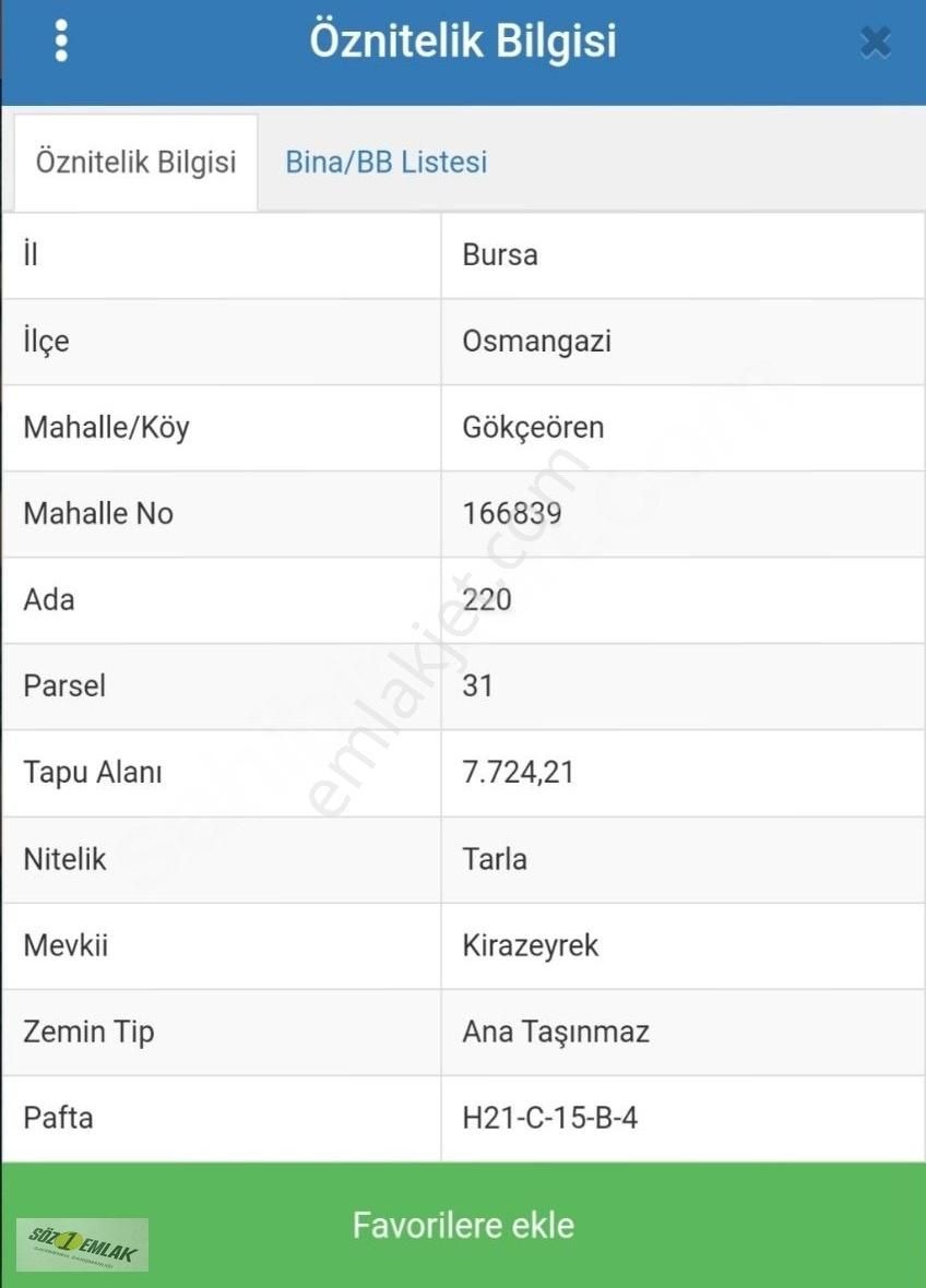 Osmangazi Gökçeören Satılık Tarla Osmangazi De Hobibahçelik Tarla