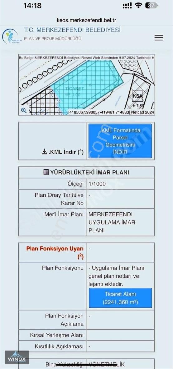 Denizli Merkezefendi Satılık Ticari İmarlı 3. SANAYİDE SATILIK ARSA