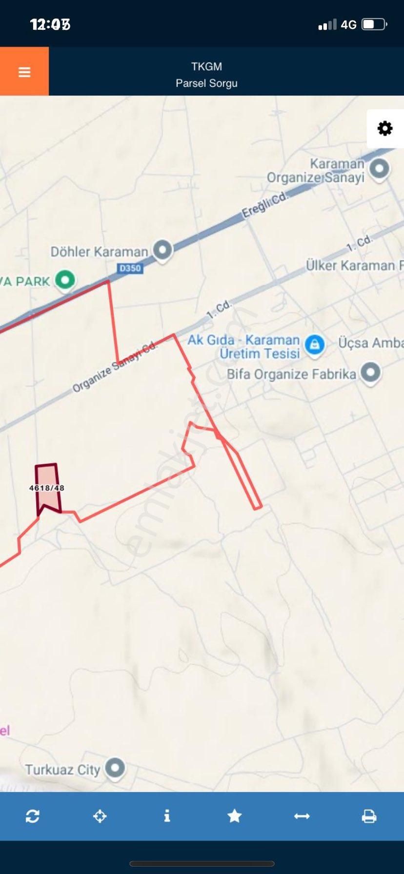 Karaman Merkez Bahçelievler Satılık Tarla FIRSAT TARLA TEK TAPU 57.545.83 METRE KARE ÇEVRE YOLUNA 1 PARSEL ARKADA SATILIK TARLA