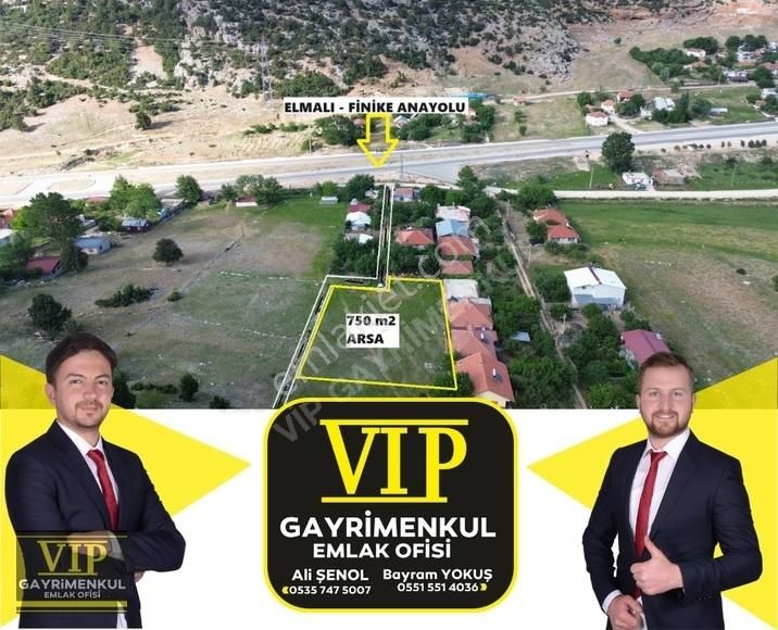 Elmalı Göltarla Satılık Tarla VIP GAYRİMENKUL' den AVLAN 750 m2 Yol Su Elektrik Mevcut ARSA