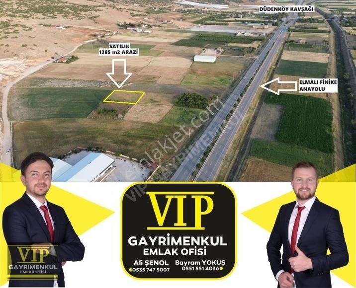 Elmalı Düden Satılık Tarla VIP GAYRİMENKUL' den Düdenköy Elmalı Arasında 1385 m2 Arsa