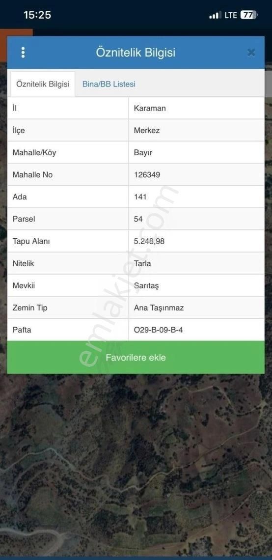 Karaman Merkez Bayır Köyü Satılık Bağ & Bahçe KAPALI SULAMA SİSTEMİ YOLU OLAN BAĞIMIZ SATILIKTIR