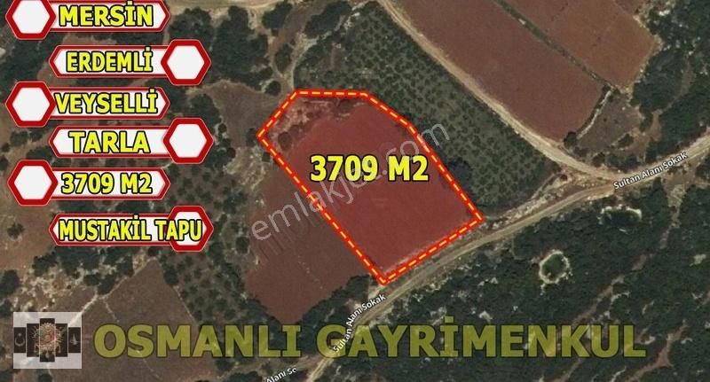 Erdemli Veyselli Satılık Tarla Erdemli Veyselli Mahallesi Satılık Mustakil 3709 M2 Parsel