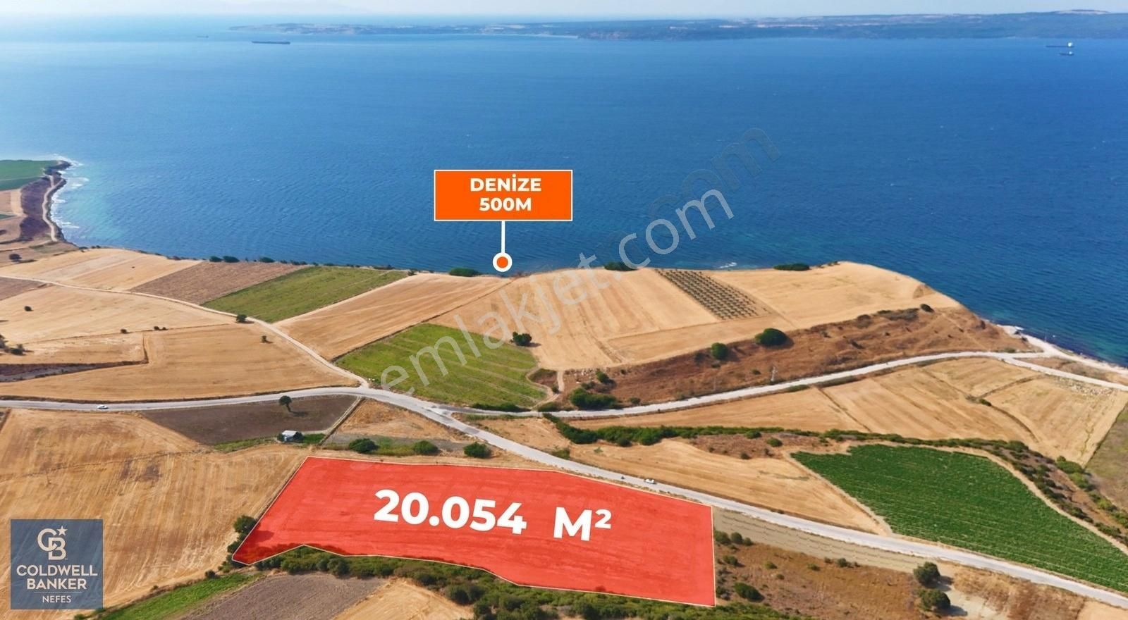 Çanakkale Merkez Halileli Köyü Satılık Tarla Halileli Köyünde Denize 500m Yola Cephe 20.054 m² Satık Tarla !