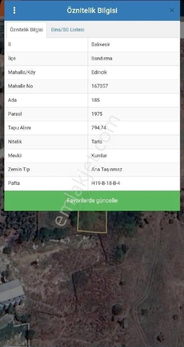 Bandırma Edincik Satılık Tarla Balıkesir Bandırma'da Satılık 795m² Tarla