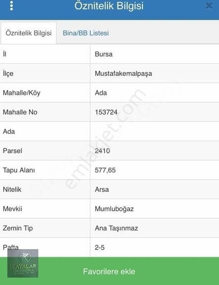 Mustafakemalpaşa Adaköy Satılık Villa İmarlı KAYALARDAN 577 M2 İMARLI KUPON ARSA