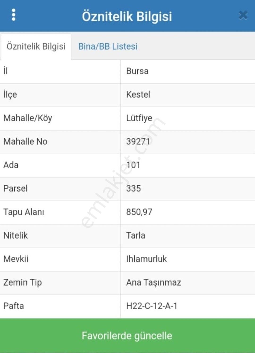 Kestel Lütfiye Satılık Tarla Bursa Kestel Lütfiye Köyünde 856+246m2:1097m2 Satılık Arazi