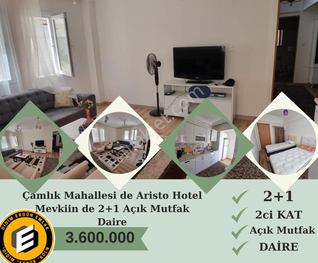 Didim Çamlık Satılık Daire Çamlık Mahallesi De Aristo Hotel Mevkiin De 2+1 Açık Mutfak Daire (ek :1152 )