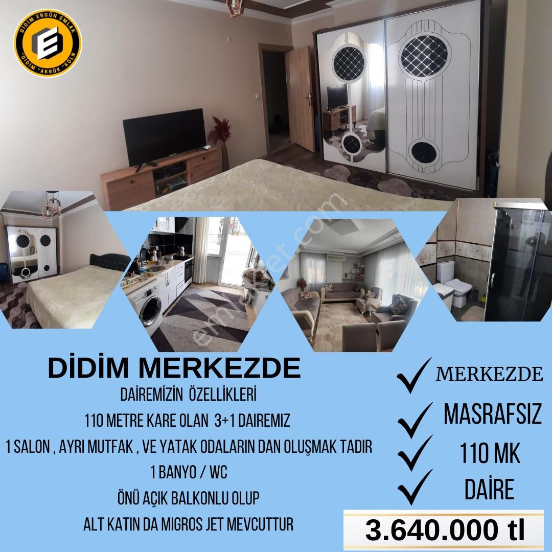 Didim Cumhuriyet Satılık Daire  Didim in Tercih Edilen Bölgesin de Tam Merkezi Konumda Satılık 3+1 Daire   ( ek1155)