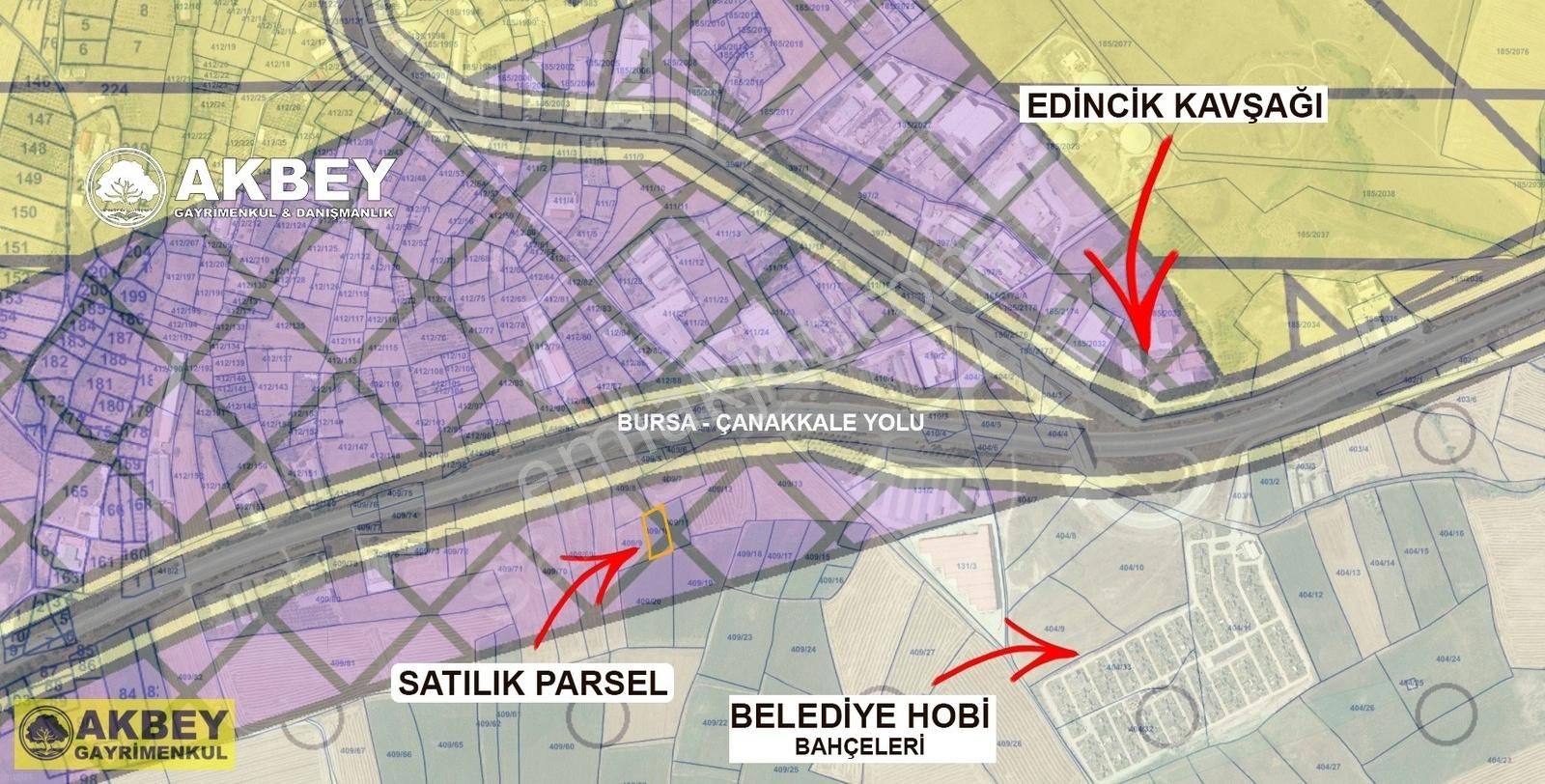 Bandırma Edincik Satılık Tarla Akbey Gayrimenkul 'den Sanayi Planında Müstakil Tapu Arazi