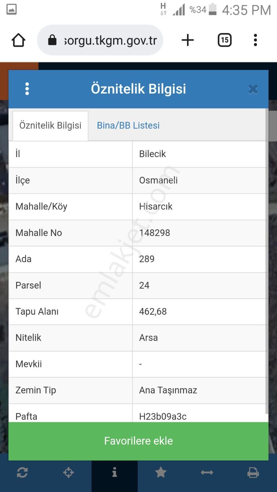 Osmaneli Hisarcık Köyü Satılık Tarla Bilecik Osmaneli Hisarcık köyü beşevler mahallesi satılık arsa imarlı 