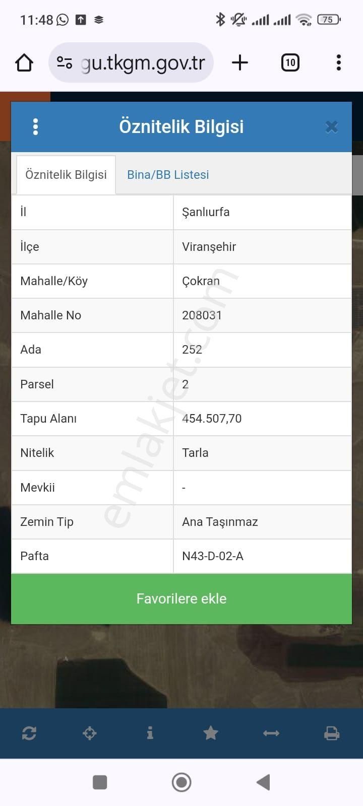 Viranşehir Çokran Satılık Arazi  VİRANŞEHİR 454 DÖNÜM ARAZİ