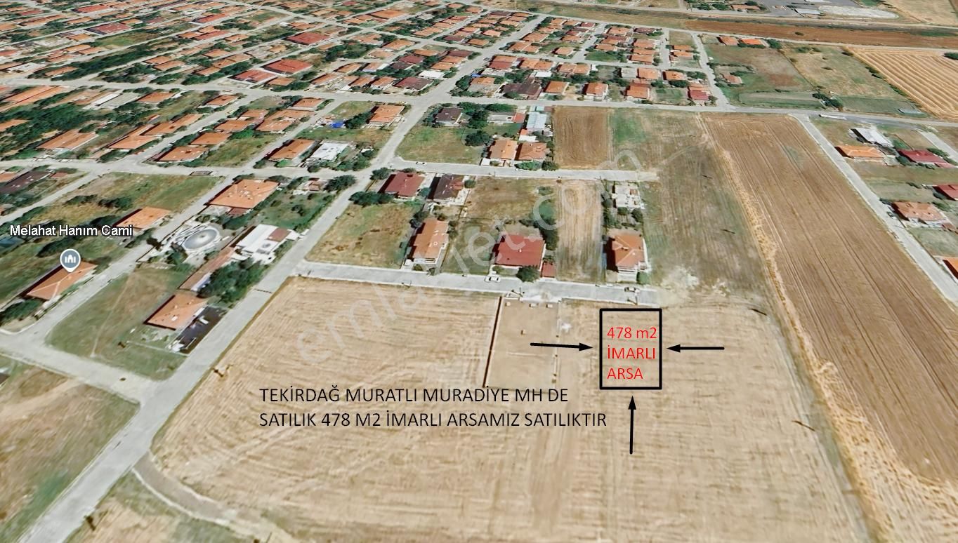 Muratlı Muradiye Satılık Konut İmarlı  TEKİRDAĞ MURATLI MURADİYE MH SATILIK 478 M2 İMARLI ARSA