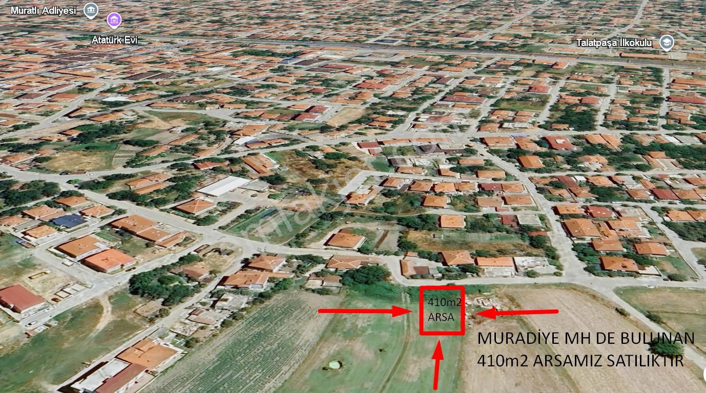 Muratlı Muradiye Satılık Konut İmarlı  TEKİRDAĞ MURATLI MURADİYE MAHALLESİ  410 M2 ARSA % 30 3 KAT İMARLI 