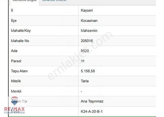 Kocasinan Mahzemin Satılık Tarla MAHZEMİNDE YATIRIMLIK SATILIK SULU TARLA