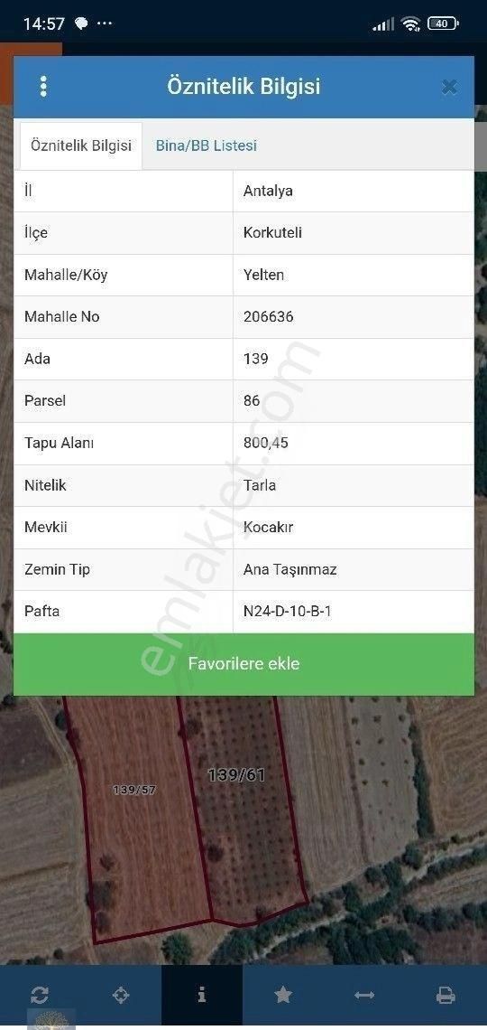 Korkuteli Yelten Satılık Bağ & Bahçe Antalya Korkuteli Yelten 4.833 m2 ceviz bahçesi