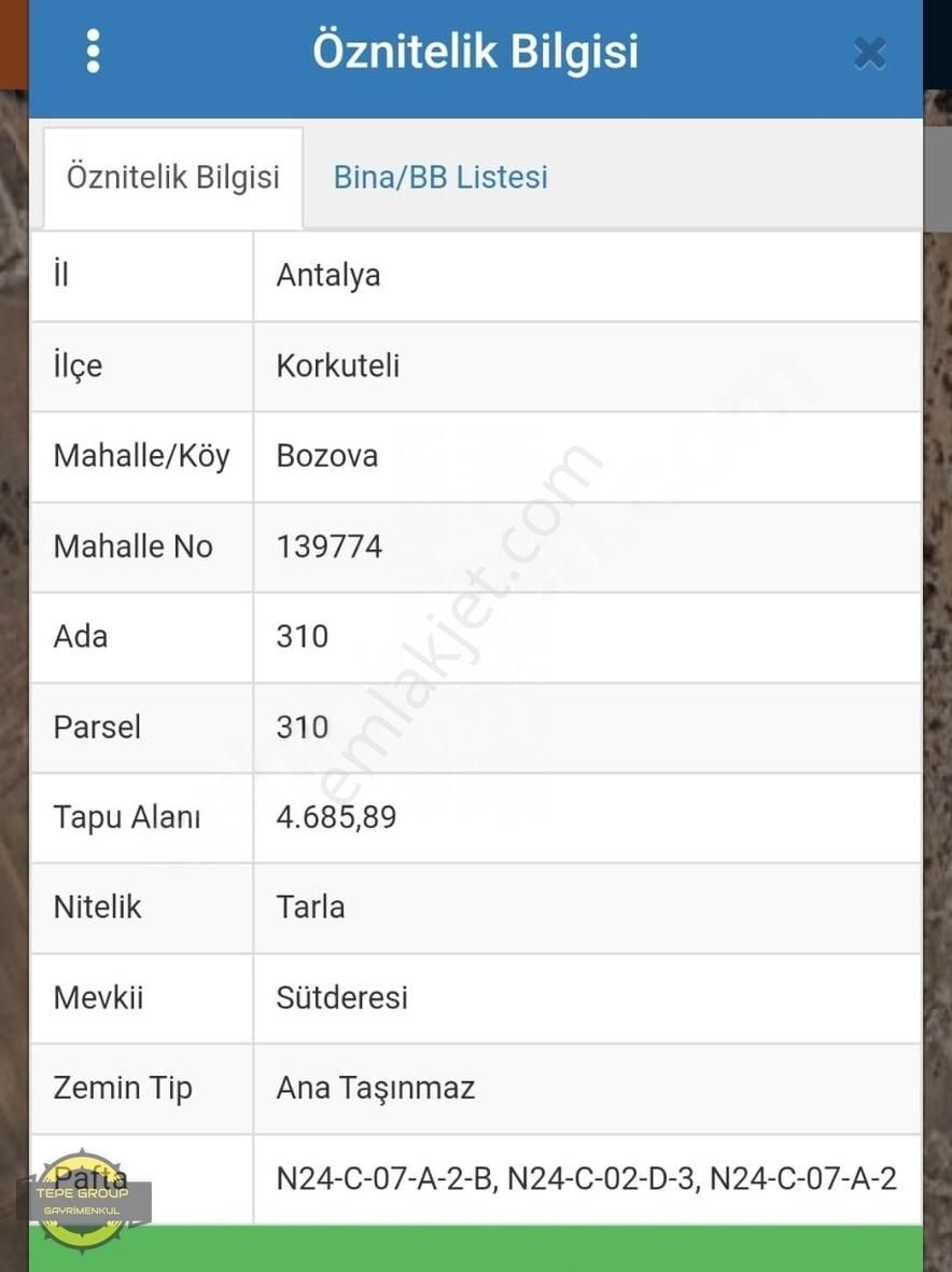 Korkuteli Bozova Satılık Tarla ANTALYA KORKUTELİ BOZOVADA ETRAFI TELLE ÇEVRİLİ SATILIK TARLA