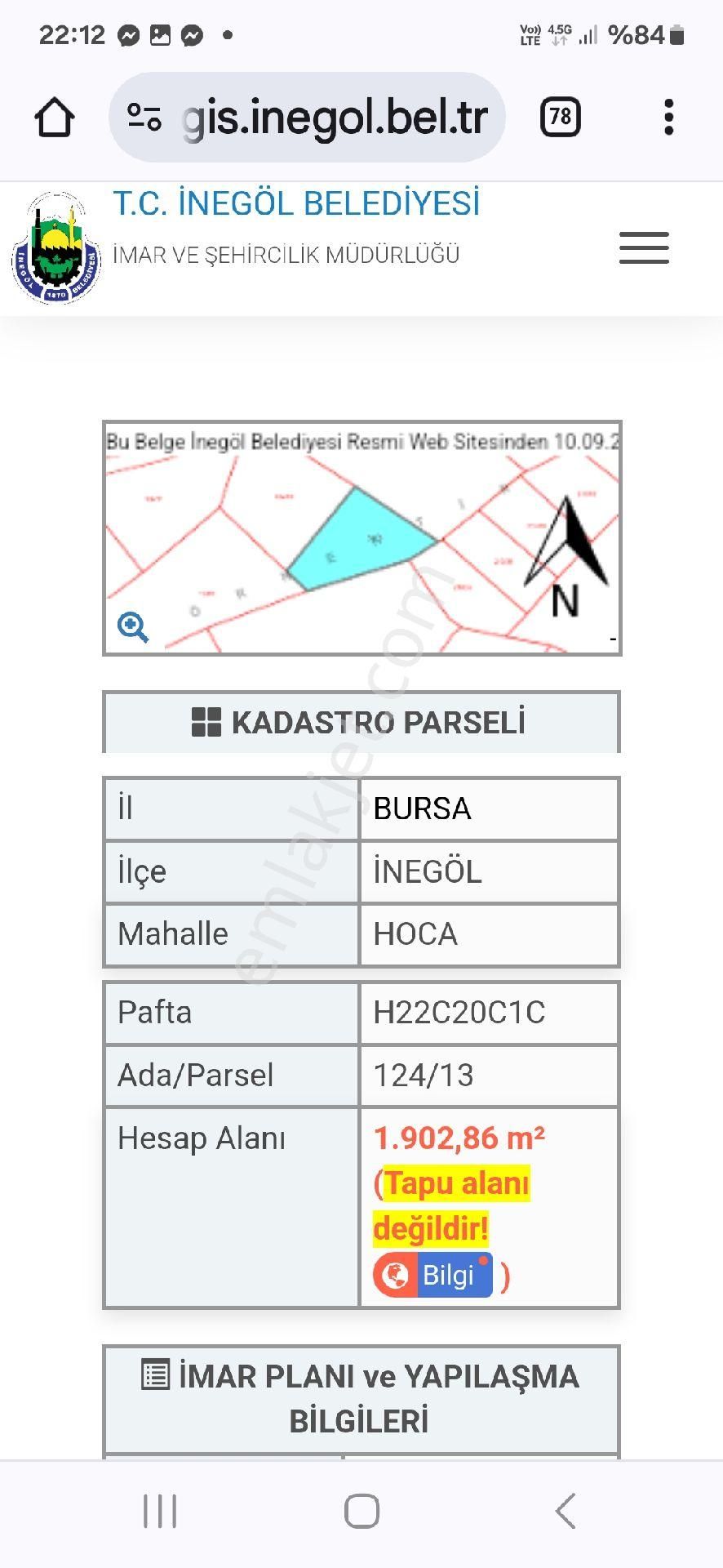 İnegöl Hocaköy Satılık Tarla Hocaköyde Hobi Bahçesi