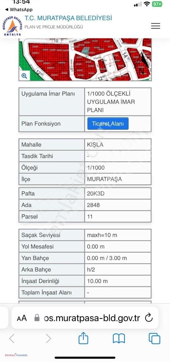 Antalya Muratpaşa Satılık Ticari İmarlı ŞEHİR MERKEZİNDE TİCARİ ARSA