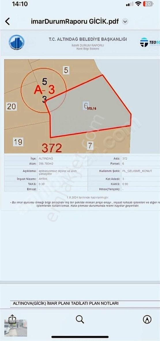 Altındağ Gicik Satılık Ticari İmarlı FIRSAT KONUT İMARLI KÖY YAKINI TEK TAPU