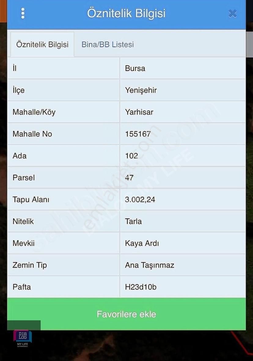 Yenişehir Yarhisar Satılık Tarla Dıalog My Lıfe Yenişehir Yarhisar'da Satılık 3002 M2 Tarla