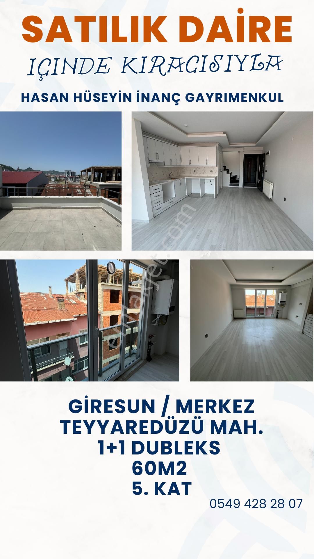 Giresun Merkez Teyyaredüzü Satılık Daire  HASAN HÜSEYİN İNANÇ GAYRİMENKULDEN GİRESUN TEYYAREDÜZÜ MAH. 1+1 İÇİNDE KİRACILI SATILIK DAİRE