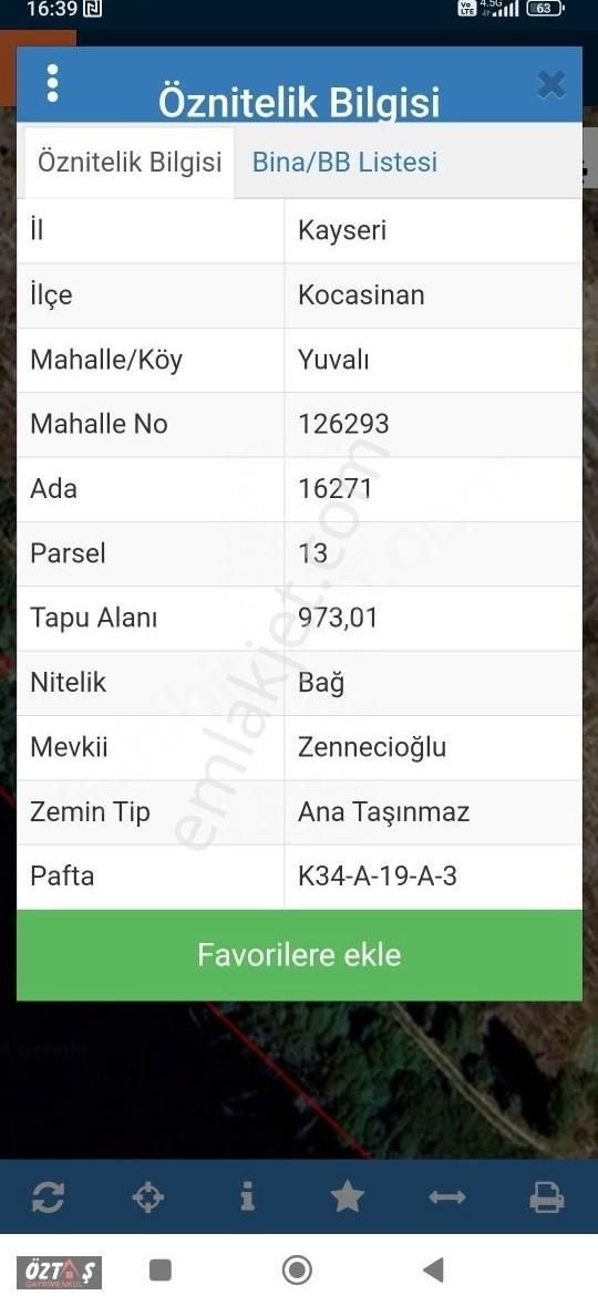 Kocasinan Yuvalı Satılık Bağ & Bahçe KOCASİNAN YUVALIDA BARAJ MANZARALI BAĞ