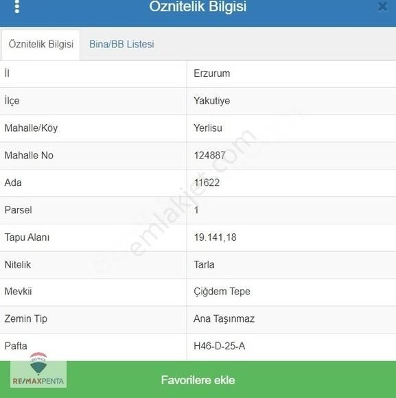 Yakutiye Yerli Su Satılık Tarla Remax Penta 'dan Yakutiye 'de Satılık Çiftlik Evi