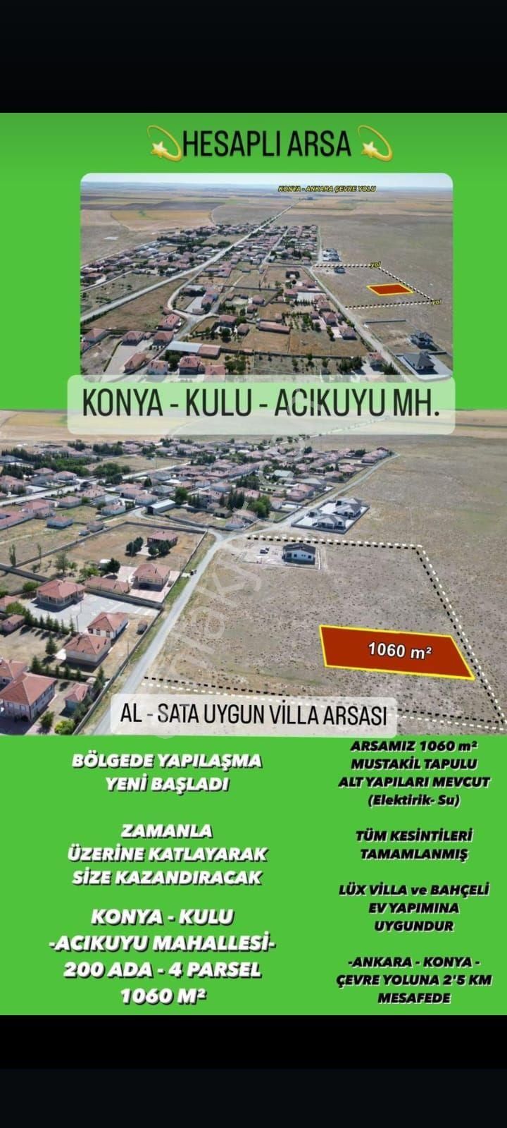 Kulu Acıkuyu Satılık Konut İmarlı Aktel GAYRİMENKULDEN kulu acı kuyuda satılık arsa