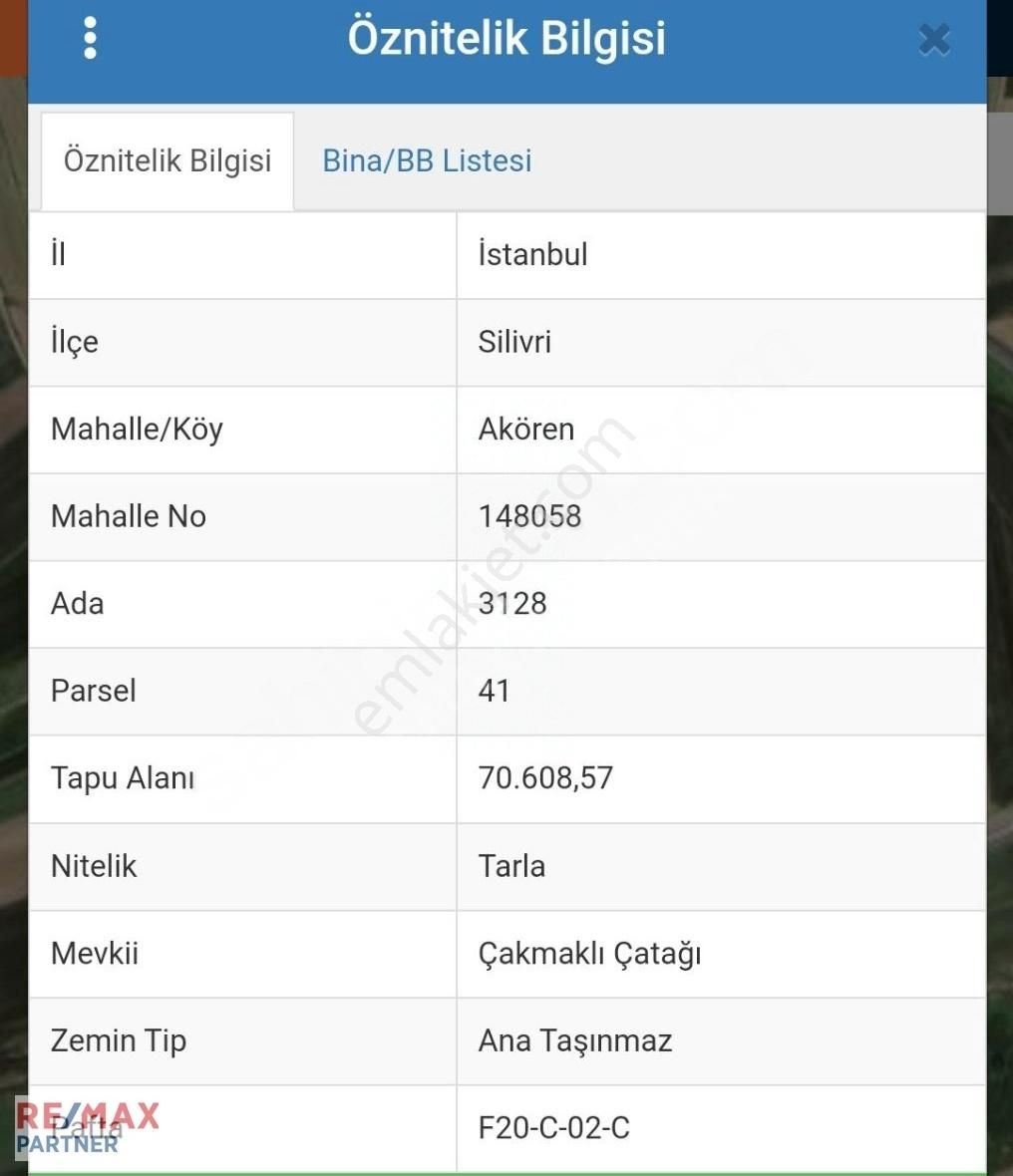 Silivri Akören Satılık Tarla Silivri Akören'de 70 Dönüm Satılık Tarla