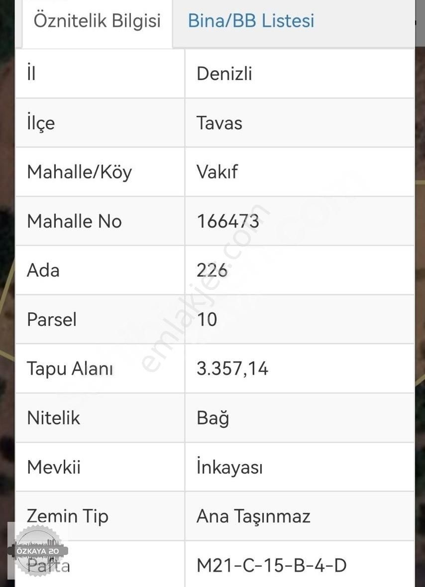 Tavas Vakıf Satılık Tarla ÖZKAYA20 GAYRİMENKULDEN TAVAS VAKIF TA SATILIK TARLA