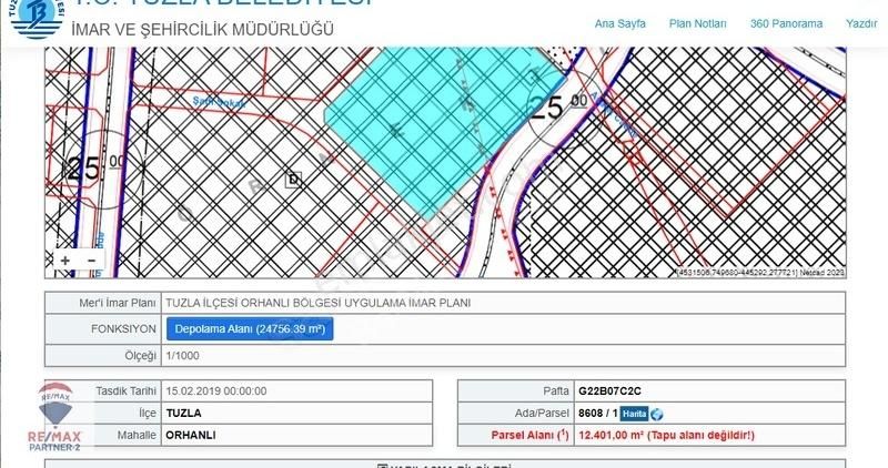 Tuzla Orhanlı Satılık Depo, Antrepo İzinli REMAX PARTNER'DEN SATILIK FIRSAT DEPOLAMA ALANI