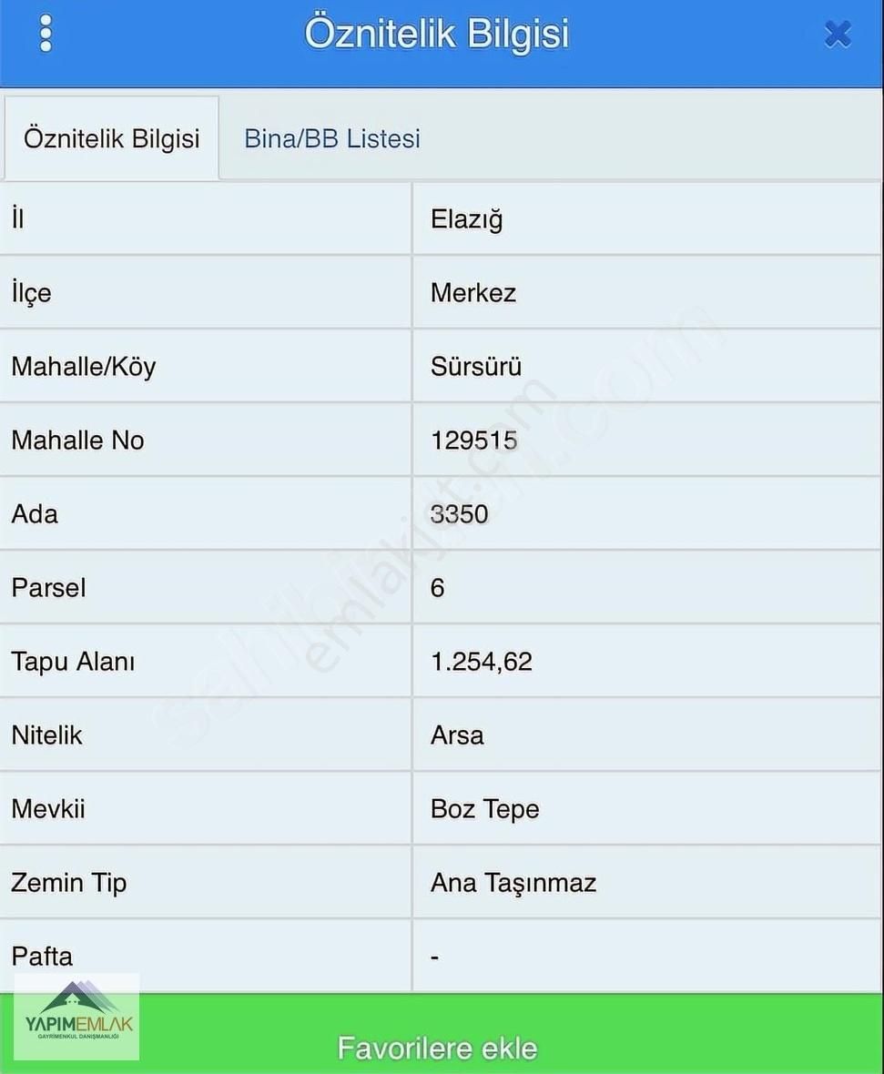 Elazığ Merkez Yemişlik Köyü (Pürüntüz) Satılık Konut İmarlı [YPM] YENİ TERMİNAL KARŞISI 5 KAT İMARLI FIRSAT ARSA