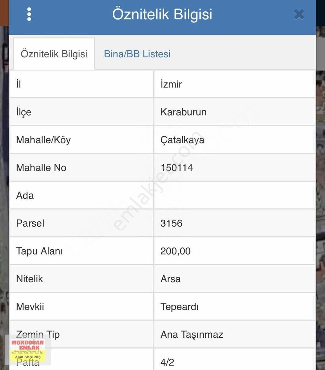 Karaburun Mordoğan Satılık Konut İmarlı MORDOĞAN EMLAKTAN TAM MERKEZDE 15/30 iMARLI 200 m2 SATILIK ARSA