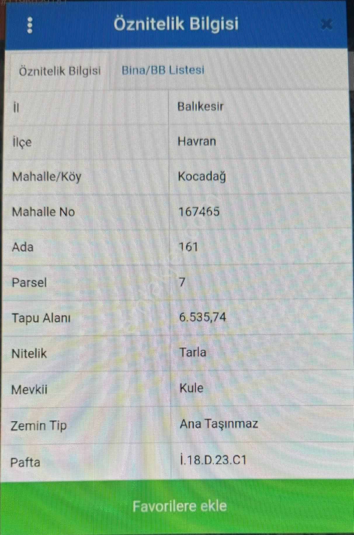 Havran Kocadağ Satılık Tarla  KOÇERLER GAYRİMENKUL'DEN HAVRAN'DA  6.5 DÖNÜM SATILIK TARLA