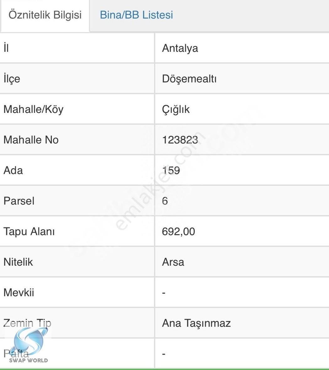 Döşemealtı Çığlık Satılık Villa İmarlı DÖŞEMEALTI ÇIĞLIK MAH'DE 692 M2 VİLLA İMARLI ARSA