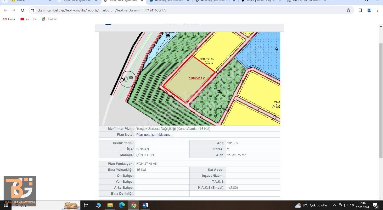 Sincan Çiçektepe Satılık Konut İmarlı Sincan Çiçektepe' De Bulvar Üzeri 2.8 Emsal 189 M'2 Daire Getiri