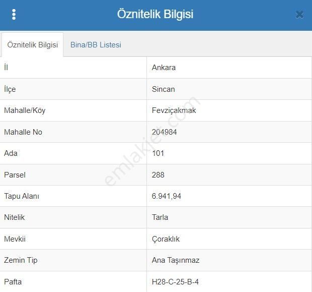 Sincan Fevzi Çakmak Satılık Tarla ARYAS'DAN SİNCAN YENİKENT FEVZİ ÇAKMAK'TA SATILIK ARSA