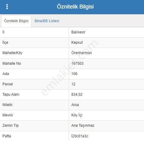 Kepsut Örenharman Satılık Konut İmarlı  ARTER EMLAK'TAN KEPSUT ÖRENHARMAN’DA 834,02 M² İMARLI SATILIK ARSA