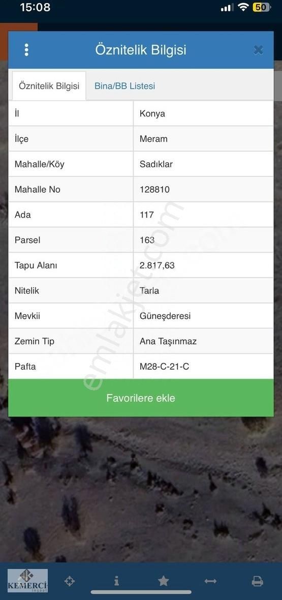 Meram Sadıklar Satılık Tarla KEMERCİ'DEN 2.817M2 MERAM SADIKLAR'DA TARLA!!!