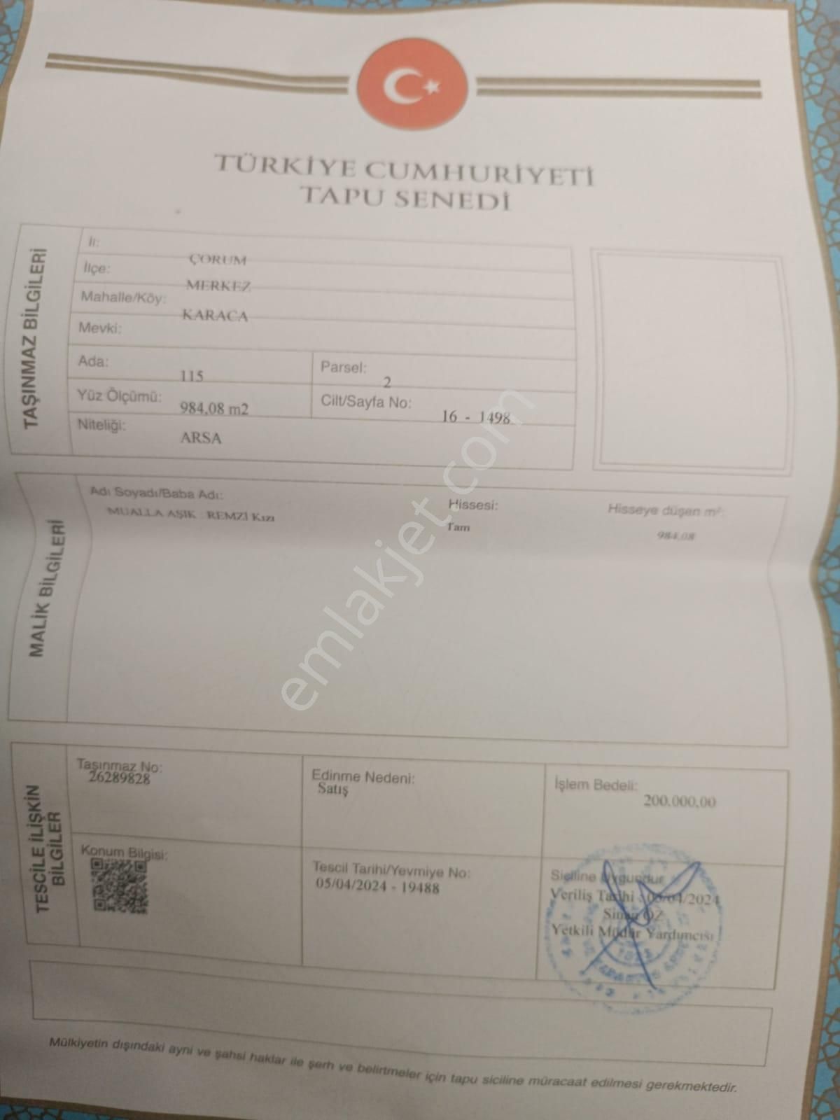 Çorum Pehlivan Emlaktan Karaca Köyde İçinde Evide Bulunan Satılık Arsa - Görsel 2