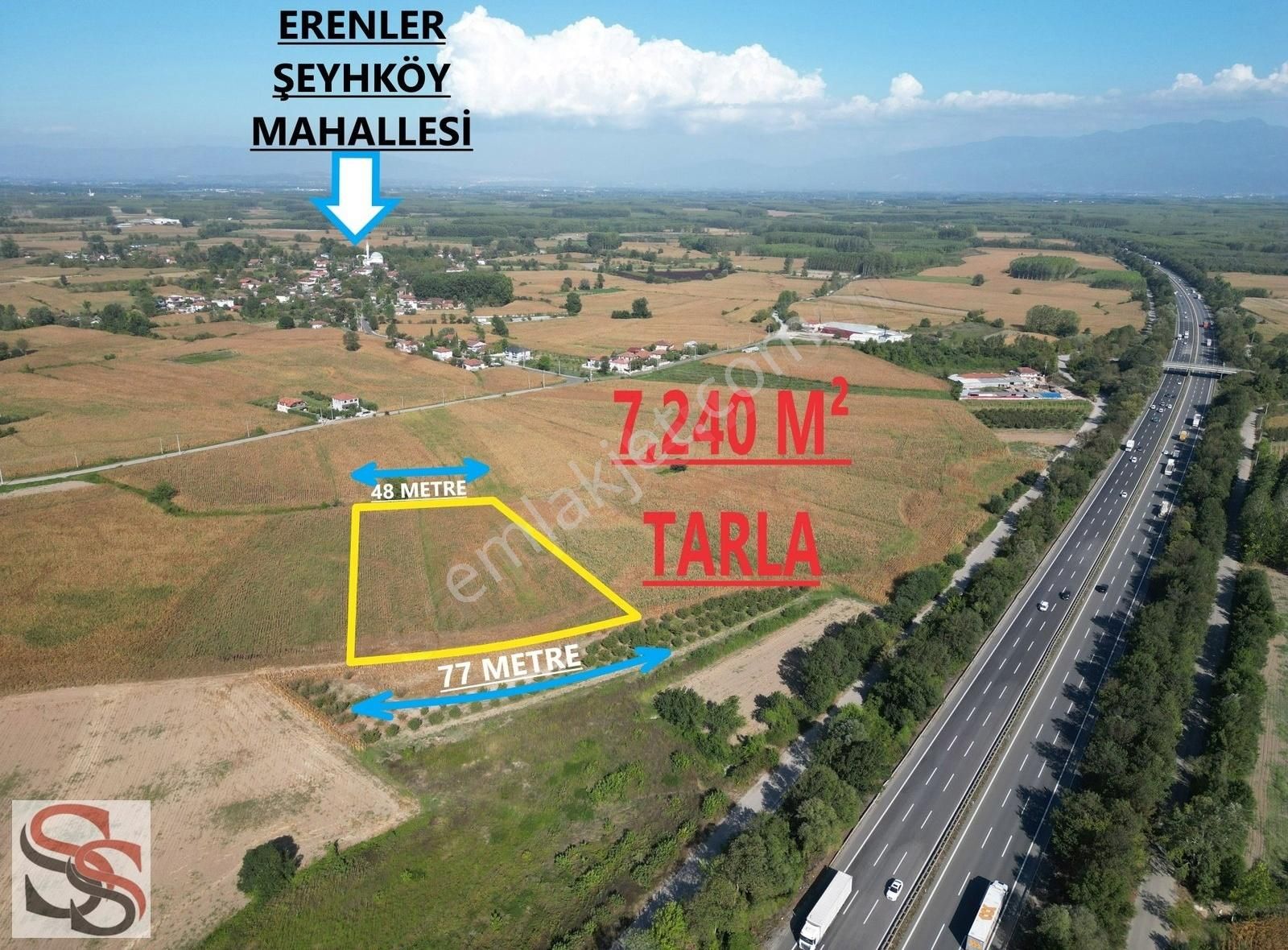 Erenler Şeyhköy Satılık Tarla ERENLER ŞEYHKÖY'DE İMAR SINIRINA YAKIN 7,240 M² YATIRIMLIK TARLA