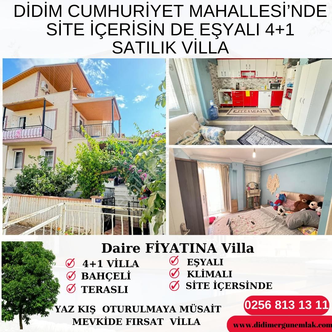 Didim Hisar Satılık Villa  Didim Cumhuriyet Mahallesi’nde SİTE İÇERİSİN DE EŞYALI 4+1 SATILIK VİLLA ( EK :1160