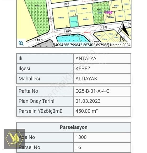 Kepez Altıayak Satılık Konut İmarlı Varsak ALTIAYAK'ta SATILIK İmarlı ARSA