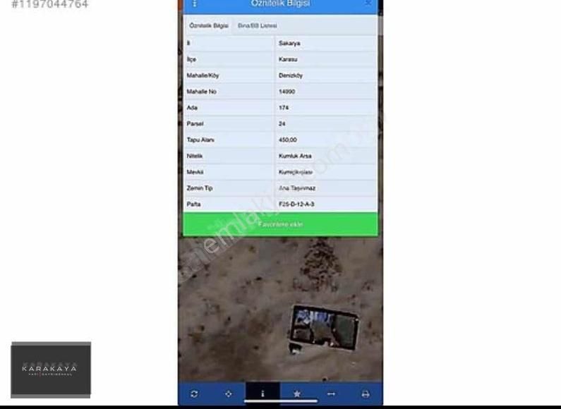 Karasu Denizköy Satılık Özel Kullanım Denizköy Mah. 450m2 Tiny House Yapımına Uygun Yatırımlık Arsa