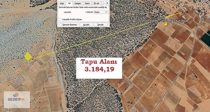 Karaman Merkez Kızılyaka Köyü Satılık Tarla Karaman Merkez Kızılyaka Köyünde 3200 M2 Satılık Tarla