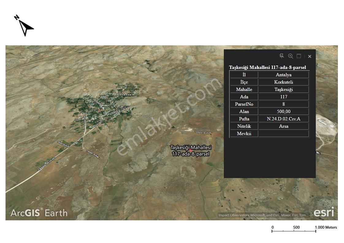 Korkuteli Taşkesiği Satılık Konut İmarlı  ŞAFAK EMLAK SATILIK ARSA KORKUTELİ / TAŞKESİĞİ 500m2 KÖŞE PARSEL