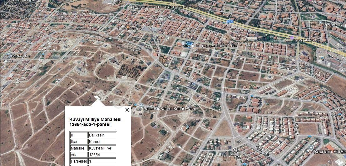 Karesi Kuva-İ Milliye Satılık Konut İmarlı  Balıkesir Kuva-i Milliye Mahallesinde 300 m² Arsa