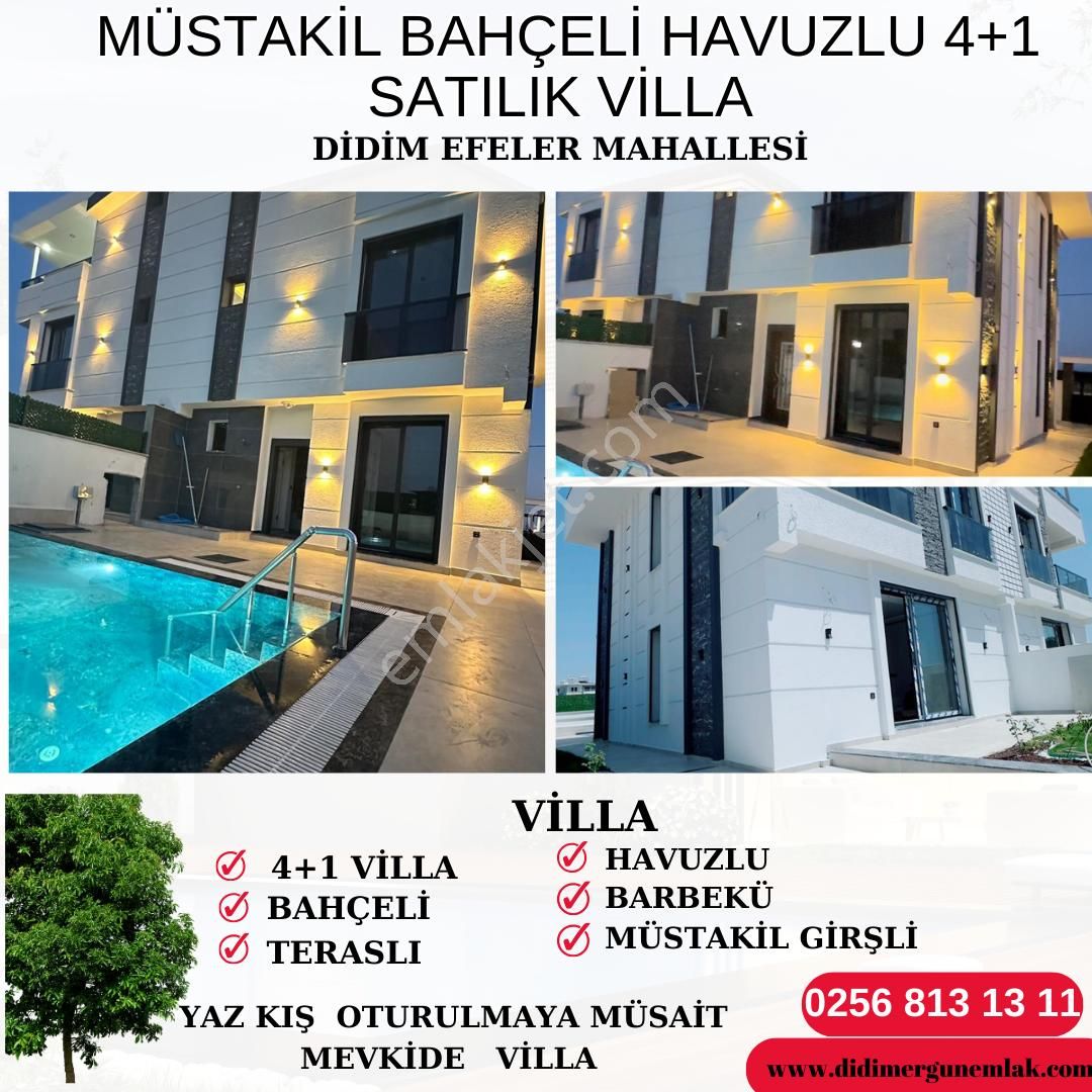 Didim Cumhuriyet Satılık Villa  MÜSTAKİL BAHÇELİ HAVUZLU 4+1 SATILIK Villa ( EK :1161)