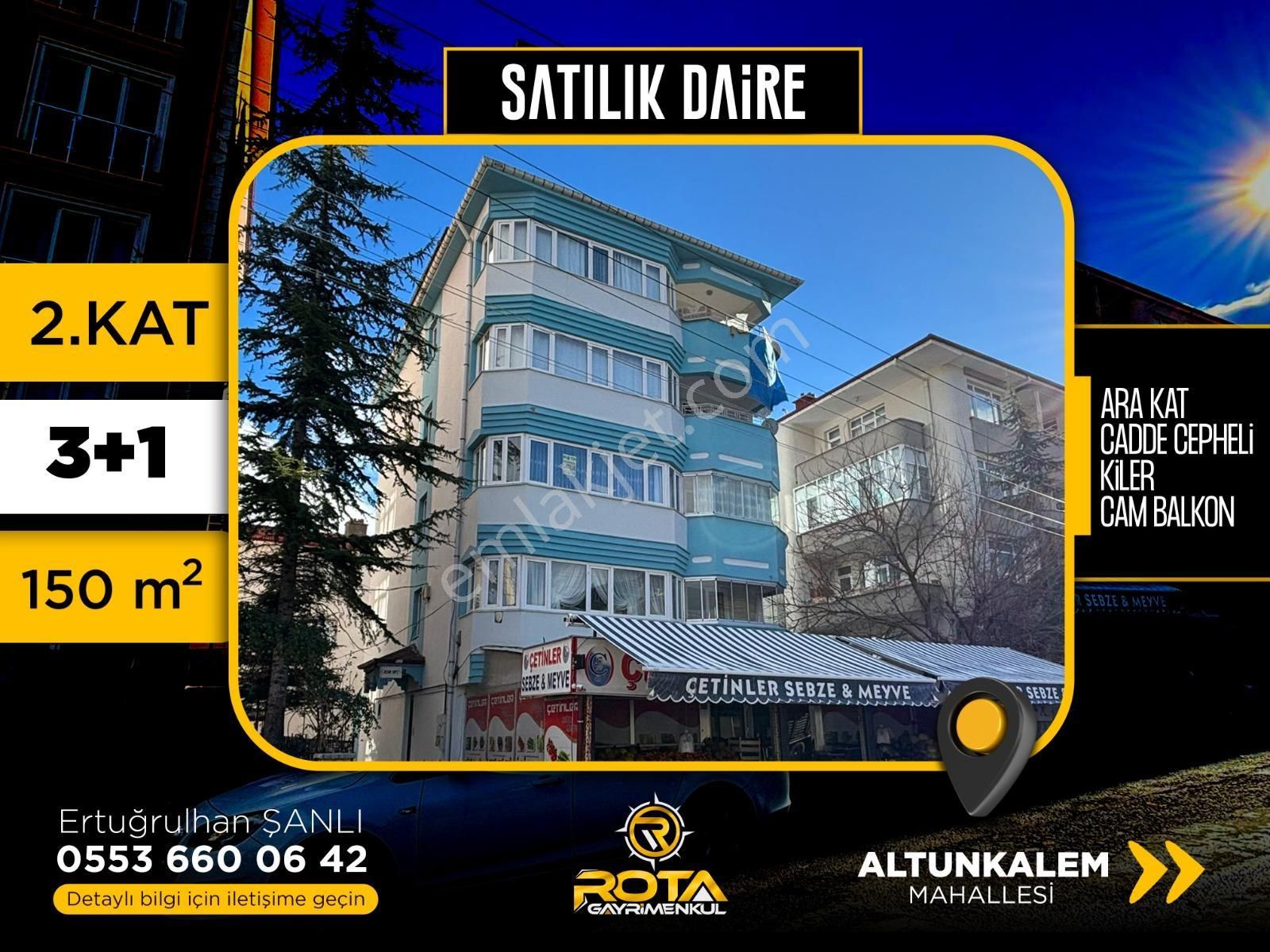 Akşehir Altunkalem Satılık Daire  ROTA GAYRİMENKULDEN SATILIK 3+1 ÇARŞI MERKEZE YAKIN FERAH DAİRE